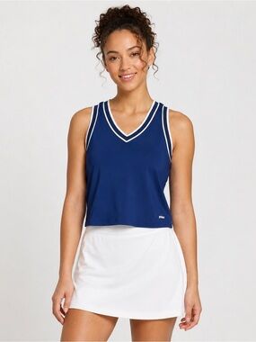 NWT Prince Women’s Navy White Elite Classic V-Neck Tennis Tank, Size XL